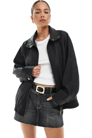 ASOS Leather look bomber jacket in