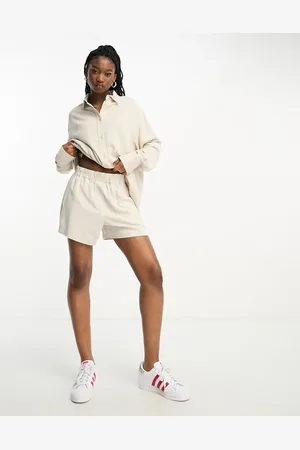 Weekday Ava linen mix shorts in off white
