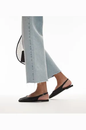 MANGO Sling back woven detail mules in