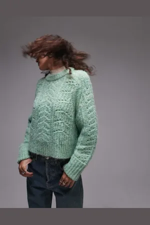 Topshop Knitted stitchy crew relaxed jumper in