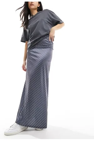 ASOS Satin twill maxi skirt in stripe