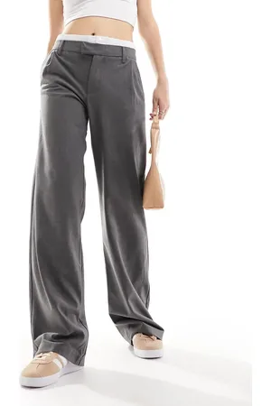 Pull&Bear Boxer waistband tailored trouser in charcoal