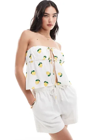 Stradivarius Bandeau top in lemon print