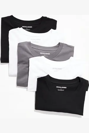 JACK & JONES Oversize t-shirt 5 pack in white, black & grey