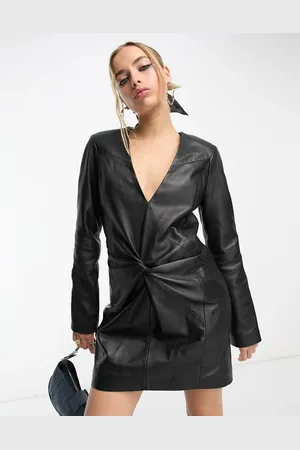 Urban Code Real leather scrunch front dress in