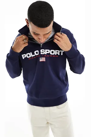 Ralph Lauren Sport capsule retro flag logo half zip sweatshirt in