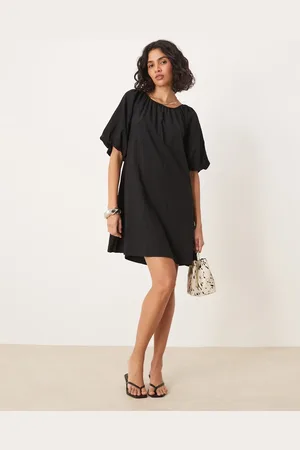 Threadbare Poplin puff sleeve dress in