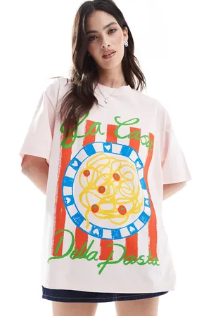 ASOS Oversized T-shirt with pasta graphic in