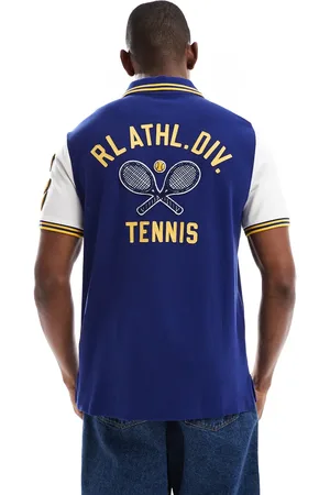 Ralph Lauren P-wing badge and back print pique polo classic oversized fit in dark blue