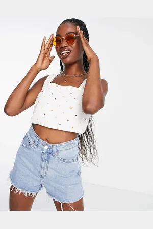 & OTHER STORIES Co-ord embellished crop top with dot print in