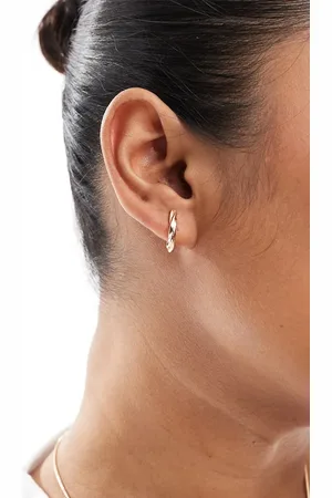 ASOS Hoop earrings with twisted huggie detail in tone
