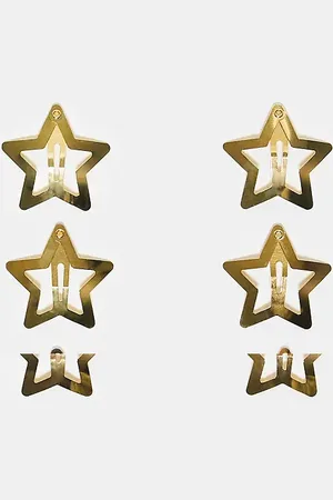 DesignB London Pack of 6 star hair snap clips in