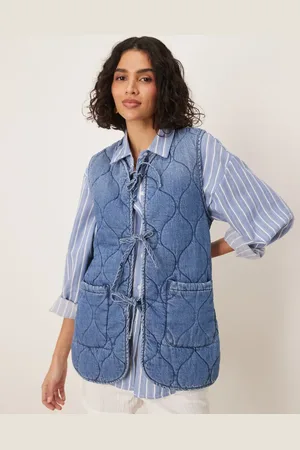 ASOS Denim quilted vest in midwash