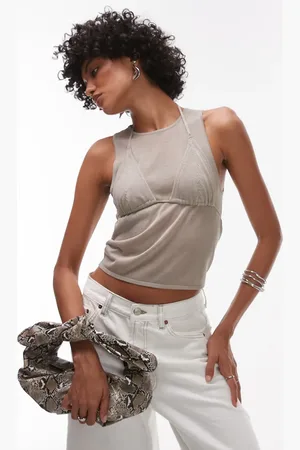MANGO Caspule premium 2 in 1 vest top in putty