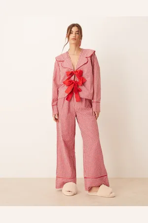 ASOS Wide leg pyjama trouser co ord in red gingham