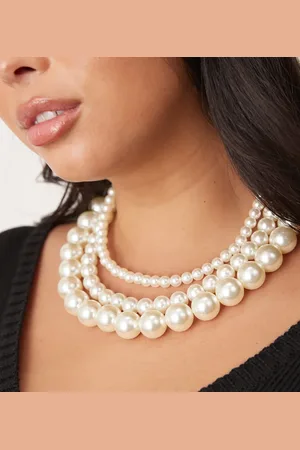 ASOS ASOS DESIGN Curve short necklaces with multirow faux pearl detail