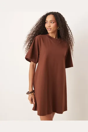 ASOS T shirt swing mini dress in chocolate