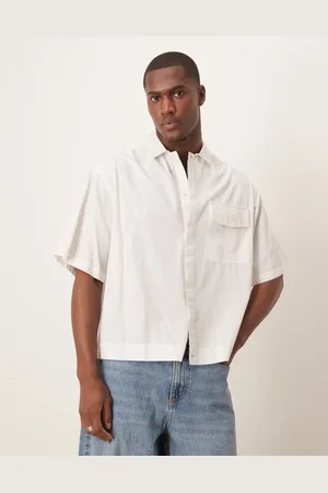ASOS Oversized boxy poplin shirt with half sleeve in