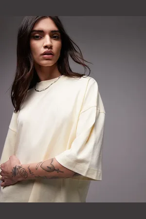 Topshop Oversized drop shoulder tee in fresh buttermilk