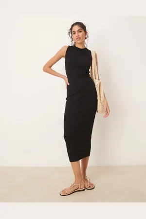 ASOS 90s ribbed built up midi tank dress in
