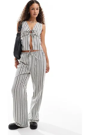 COLLUSION Elastic waist woven look trouser in stripe co-ord