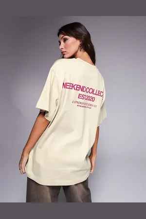ASOS Weekend Collective tshirt with stacked logo in stone