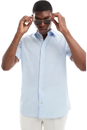 JACK & JONES Linen short sleeved shirt in light