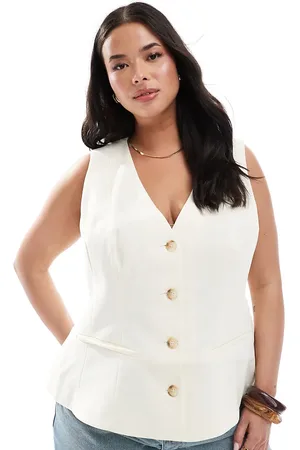 ASOS Curve peplum waistcoat in buttermilk