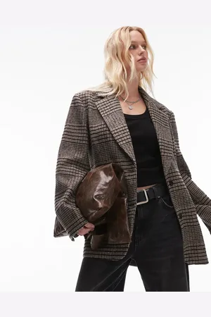 Topshop Heritage check blazer with wool in