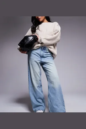 River Island Petite straight jean in midwash