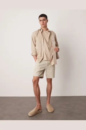 ASOS Skinny mid length chino shorts in stone