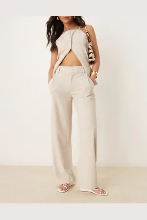 JDY Wide leg tailored trousers in stone