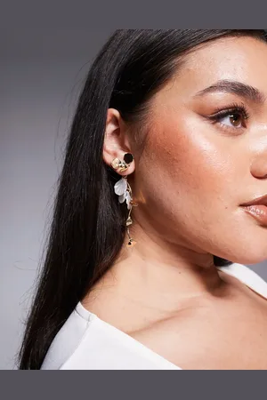 ASOS Drop earrings in floral design with pearl petal detail in tone