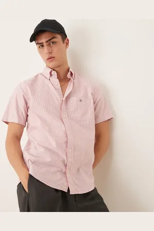 GANT Shield logo short sleeve stripe oxford shirt in