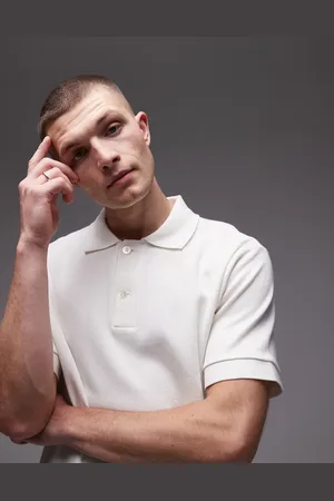 ARKET Textured jersey short sleeve polo shirt in