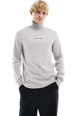 Calvin Klein Freefit roll neck long sleeve sweatshirt in porpoise