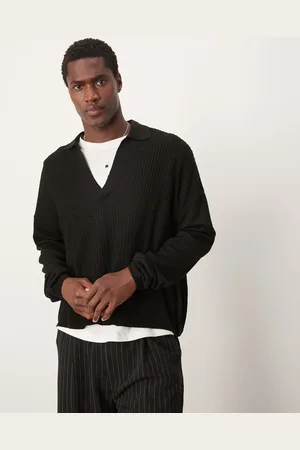 ASOS Knitted oversized boxy long sleeve polo in