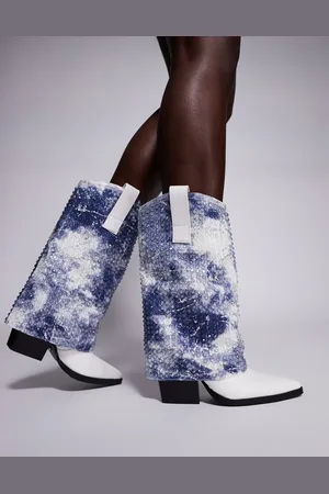 AZALEA WANG Hartley embellished foldover western boots in