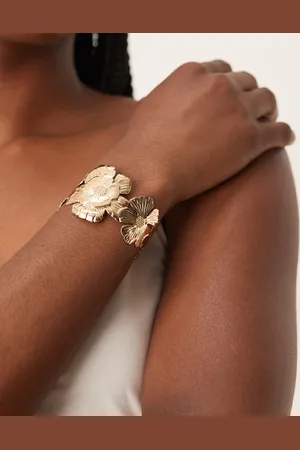 ASOS Cuff bracelet with floral detail in tone