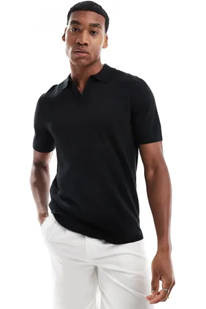 ASOS Lightweight knitted cotton notch neck polo in