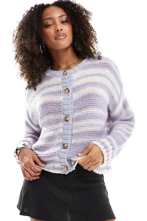 ASOS Knitted crew neck cardigan in stripe