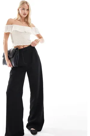 ASOS ASOS DESIGN Tall tailored wide leg trousers with contrast stitch detail in