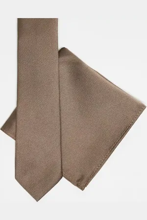 ASOS Satin tie with pocket square in mid