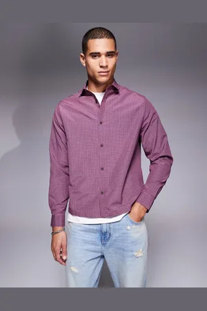 ASOS Boxy check shirt in burgundy