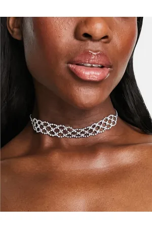 ASOS Choker necklace with crystal weave design in tone