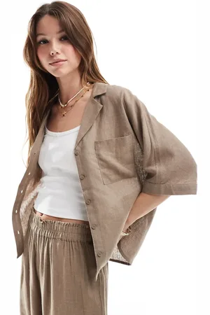 ONLY Linen mix oversized shirt co-ord in
