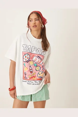 ASOS Oversized t-shirt with tapas food graphic in
