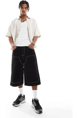 ASOS Longer length carpenter jort with contrast stitch in
