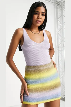 JDY V neck knitted vest top in lilac