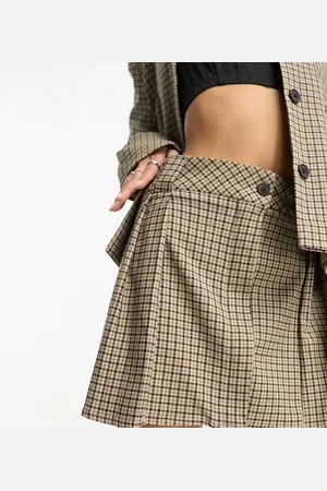 COLLUSION Micro pleated skirt in spliced check co-ord